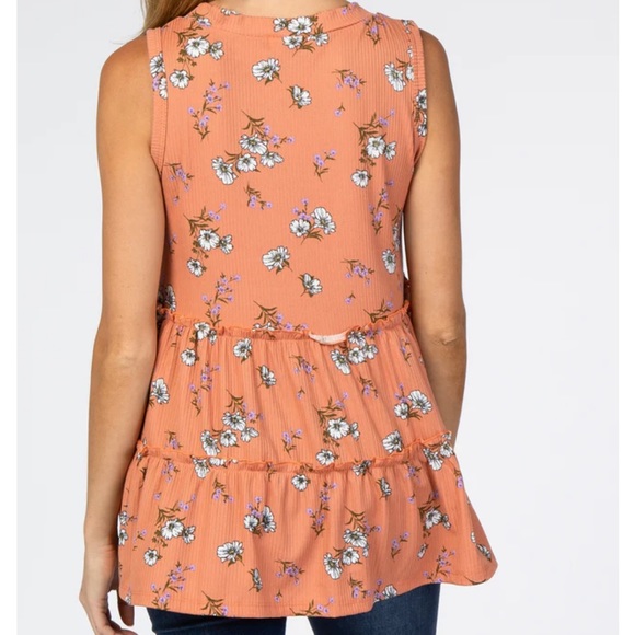 Pinkblush Coral Floral Print Tiered Maternity Tank Top - Picture 9 of 12